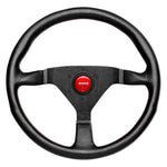 MOMO 3-Spoke Monte Carlo Series Black Leather Steering Wheel with Red Stitch