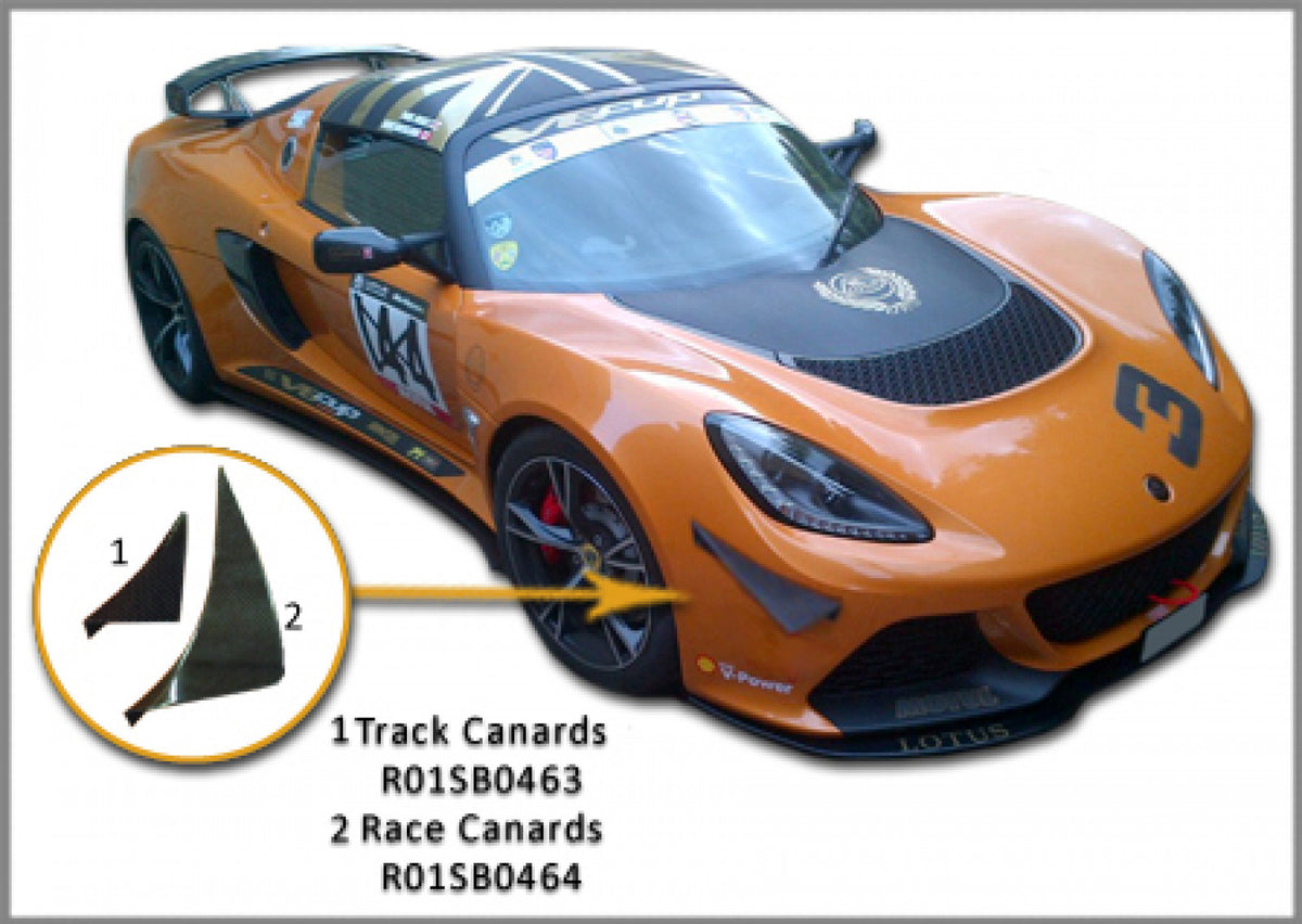 Reverie Carbon Fibre Bumper Canards for Lotus Exige S3 V6 Track