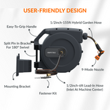 Retractable Garden Hose Reel-1/2in-155ft