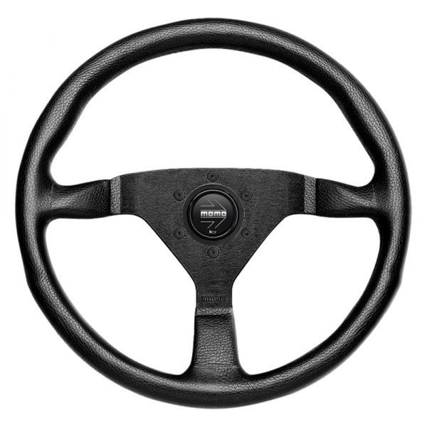 MOMO 3-Spoke Monte Carlo Series Black Leather Steering Wheel with Black Stitch